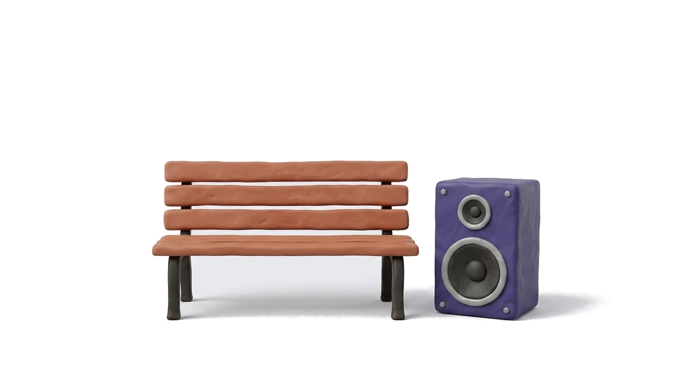 Claymation bankje en speaker